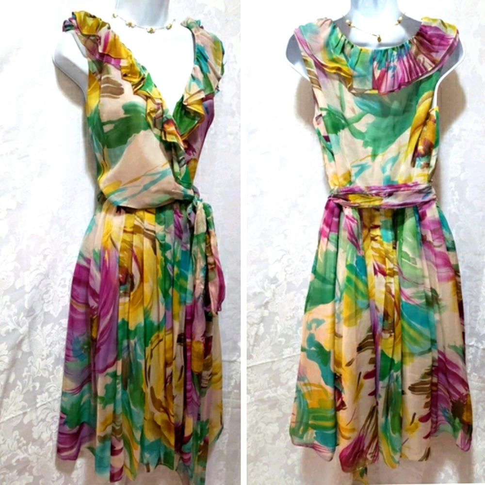 Jones New York Dress floral, 100% Silk - Picture 2 of 16